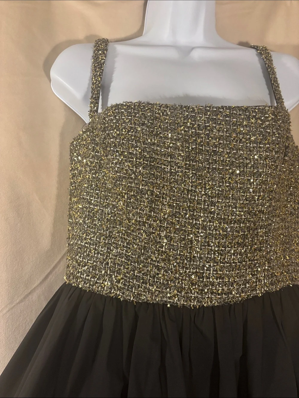 Amanda Uprichard Christine Black & Gold Mini Bubble Skirt